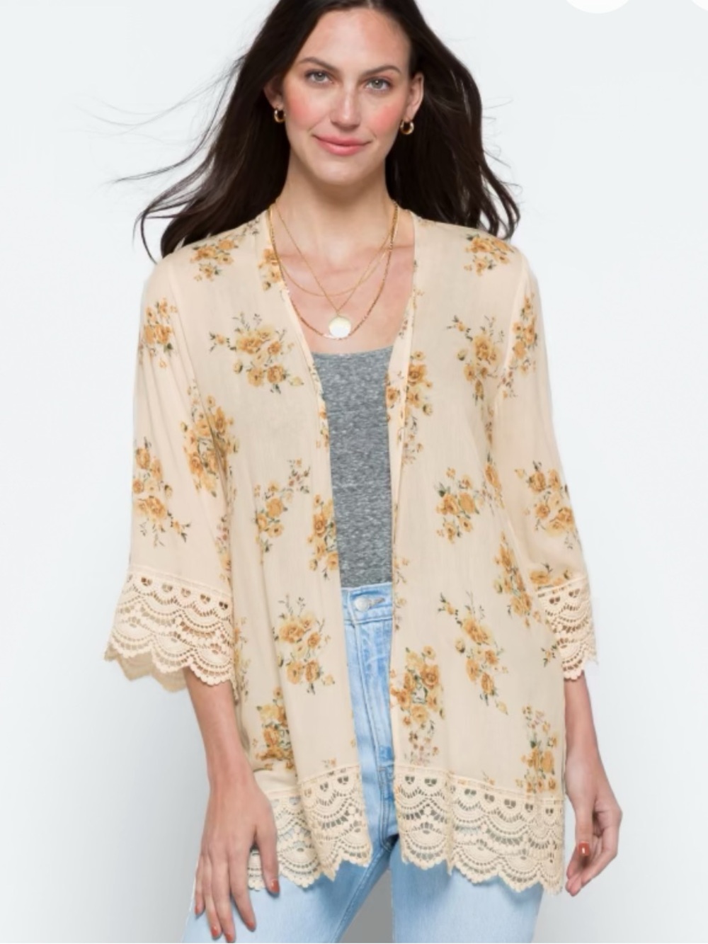 Mason & Belle Laria Crochet Open Front Top NWT